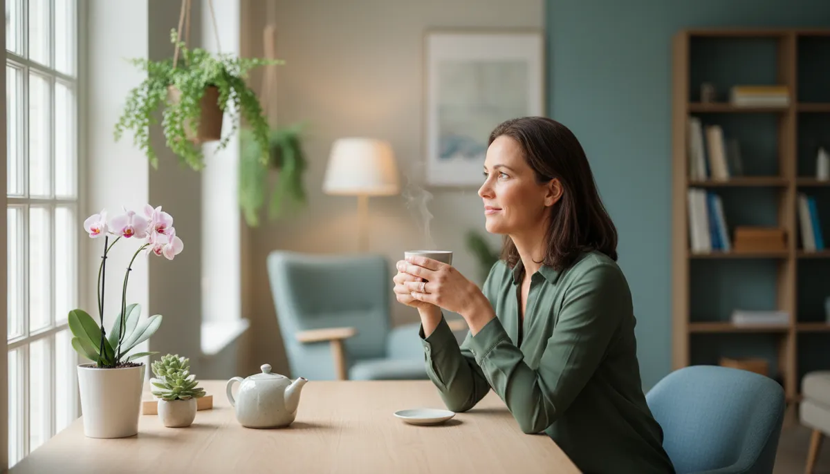 Vrouw die op een gezonde manier werkt ter voorkoming van burn-out